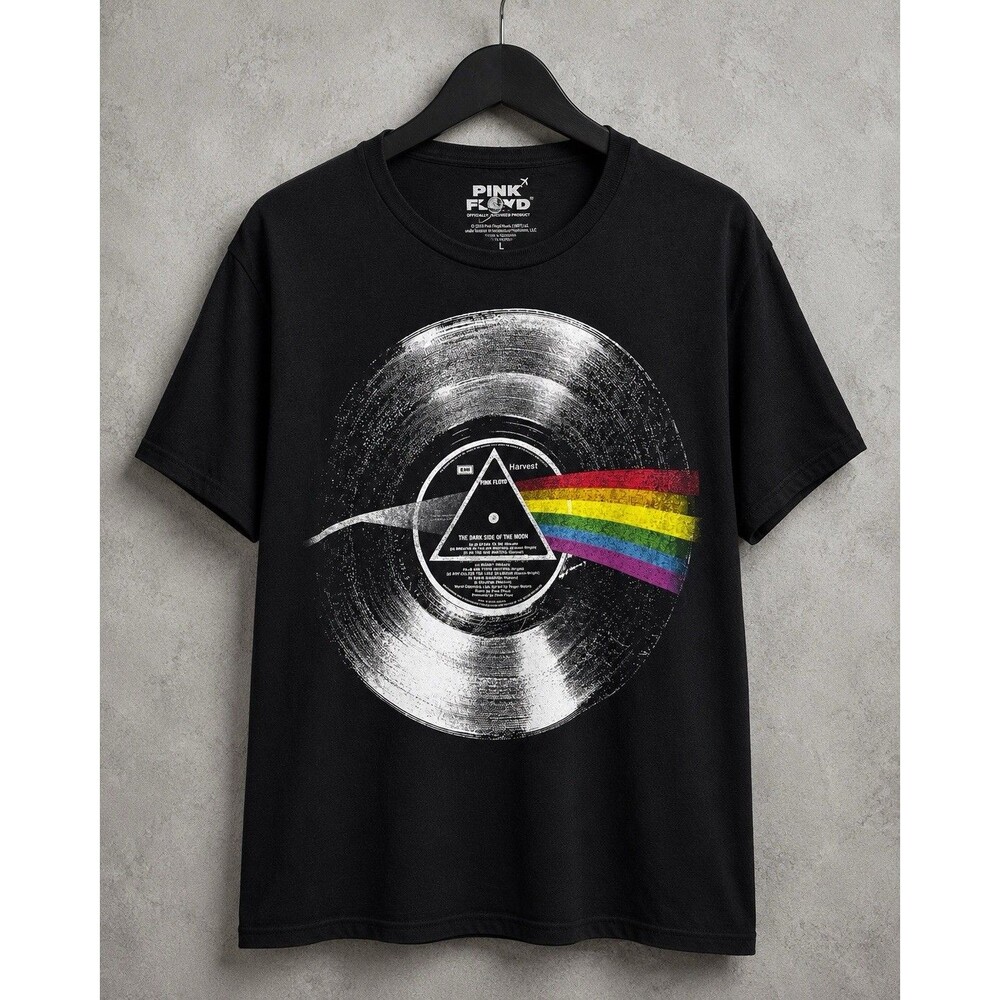 Pink Floyd Dark Side Of The Moon T-shirt Lg Black Graphic Band Tee Licensed 2018